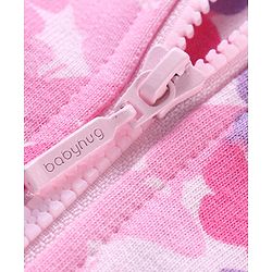 Babyhug Full Sleeves Front-Open Sweatjacket With Hood & Butterfly Graphics - Pink