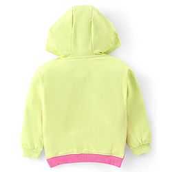 Babyhug Cotton Knit Full Sleeves Front Open Cut & Sew Hooded Sweat Shirt with Metallic Fabric & Zipper Detailing Text Print - Multicolour