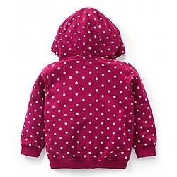 Babyhug Full Sleeves Front Open Sweatjacket with Hood Zipper & 3D Appplique Polka Dot Print -  Maroon