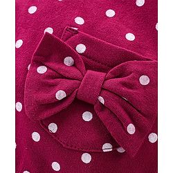 Babyhug Full Sleeves Front Open Sweatjacket with Hood Zipper & 3D Appplique Polka Dot Print -  Maroon