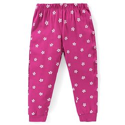Babyhug Cotton Knit Half Sleeves Bunny Print Night Suit - Purple