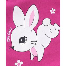 Babyhug Cotton Knit Half Sleeves Bunny Print Night Suit - Purple