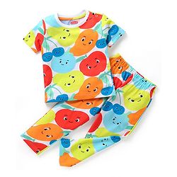 Babyhug Cotton Half Sleeves Nightsuit With Fruit Print-Multicolor.