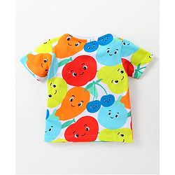 Babyhug Cotton Half Sleeves Nightsuit With Fruit Print-Multicolor.