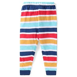 Babyhug Cotton Knit Half Sleeves Teddy Print Night Suit - Multicolour