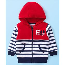 Babyhug Cotton Knit Full Sleeves Striped Hoodie With T-Shirt & Lounge Pants - Multicolor