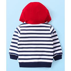Babyhug Cotton Knit Full Sleeves Striped Hoodie With T-Shirt & Lounge Pants - Multicolor