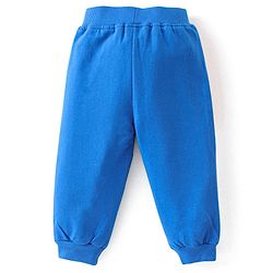 Babyhug Terry Full Sleeve T-Shirt and Cut & Sew Design Lounge Pant Set With Monster Applique- Blue  & Orange
