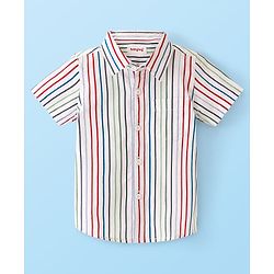 Babyhug Cotton Woven Half Sleeves Striped Shirt - Multicolour
