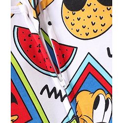 Babyhug Disney 100% Cotton Knit Full Sleeve Sleep Suit with Mickey Mouse Graphics -White