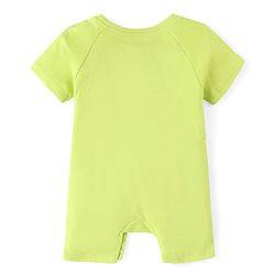 Babyhug Disney Interlock Cotton Knit Half Sleeves Romper with Cap & Mickey Mouse Graphics - Green