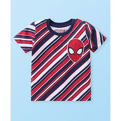 Babyhug Marvel Cotton Knit Half Sleeves T-shirt With Spiderman Graphics Pack of 3 - Red & Navy Blue