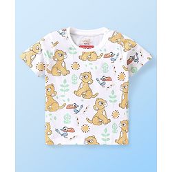 Babyhug Disney Cotton Half Sleeves T-Shirts With Lion King Graphics  Pack of 3 - Blue & White
