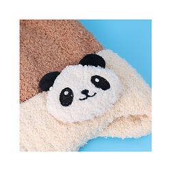 Babyhug Woolen Cap With Pom Pom & Panda Applique - Light Brown
