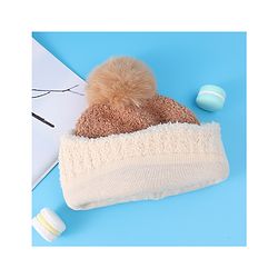 Babyhug Woolen Cap With Pom Pom & Panda Applique - Light Brown