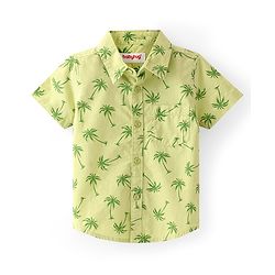 Babyhug Cotton Woven Half Sleeves Shirt with Tree Print - Green