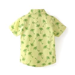 Babyhug Cotton Woven Half Sleeves Shirt with Tree Print - Green
