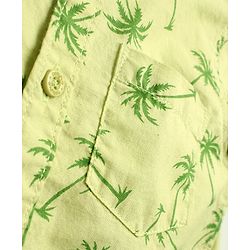 Babyhug Cotton Woven Half Sleeves Shirt with Tree Print - Green