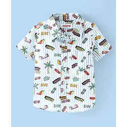Babyhug Cotton Woven Half Sleeves Shirt With Palm Tree Print - Multicolor
