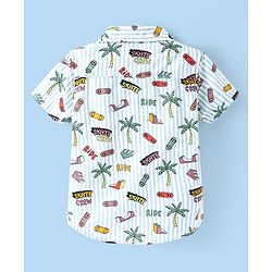 Babyhug Cotton Woven Half Sleeves Shirt With Palm Tree Print - Multicolor