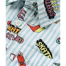 Babyhug Cotton Woven Half Sleeves Shirt With Palm Tree Print - Multicolor