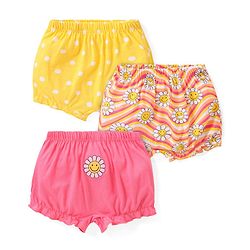 Babyhug 100% Cotton Knit Bloomers with Polka Dots & Floral Print  Pack of 3 - Multicolour