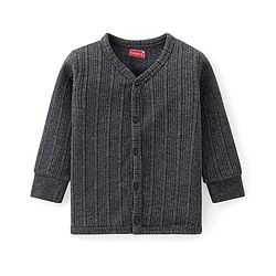 Babyhug Cotton Blend Full Sleeves Front Open Solid Color Thermal Vests Pack Of 2 - Grey