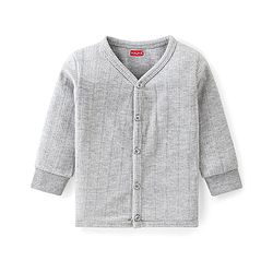Babyhug Cotton Blend Full Sleeves Front Open Solid Color Thermal Vests Pack Of 2 - Grey