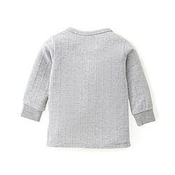 Babyhug Cotton Blend Full Sleeves Front Open Solid Color Thermal Vests Pack Of 2 - Grey