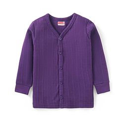 Babyhug Full Sleeves Front Open Solid Colour Thermal Vests Pack of 2 - Brown & Purple