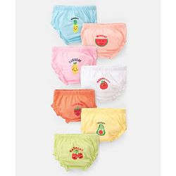 Babyhug 100% Cotton Knit Bloomers with Fruits Print Pack of 7 - Multicolor