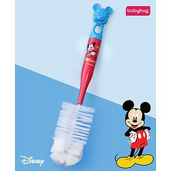 Babyhug Disney Bottle Cleaning Brush with Mickey Mouse Print - Red