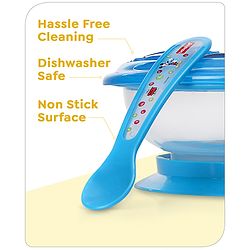 Babyhug Diseny Mickey Designed Suction Bowl with Spoon  Light Blue - 300 ml