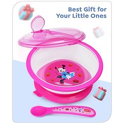 Babyhug Diseny Mickey Designed Suction Bowl with Spoon  Light Blue - 300 ml