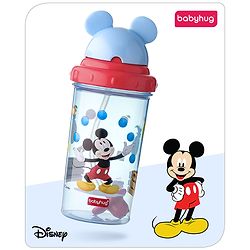 Babyhug Disney Straw Sipper with Mickey Mouse Print & Weighted Straw Red- 330ml