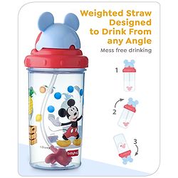 Babyhug Disney Straw Sipper with Mickey Mouse Print & Weighted Straw Red- 330ml