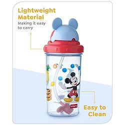 Babyhug Disney Straw Sipper with Mickey Mouse Print & Weighted Straw Red- 330ml