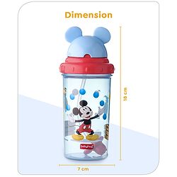 Babyhug Disney Straw Sipper with Mickey Mouse Print & Weighted Straw Red- 330ml
