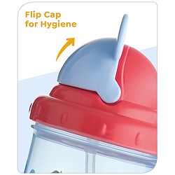 Babyhug Disney Straw Sipper with Mickey Mouse Print & Weighted Straw Red- 330ml