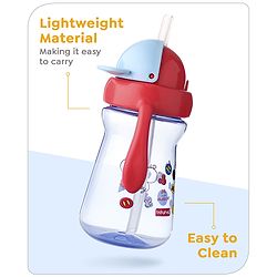 Babyhug Disney Flip Top Open Sipper with Mickey Mouse Print & Twin Handle Red- 180 ml