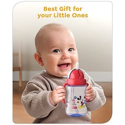 Babyhug Disney Flip Top Open Sipper with Mickey Mouse Print & Twin Handle Red- 180 ml
