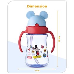 Babyhug Disney Flip Top Open Sipper with Mickey Mouse Print & Twin Handle Red- 180 ml