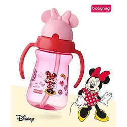 Babyhug Disney Flip Top Open Sipper with Mickey Mouse Print & Twin Handle Red- 180 ml