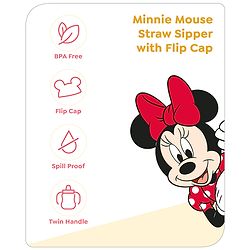 Babyhug Disney Flip Top Open Sipper with Mickey Mouse Print & Twin Handle Red- 180 ml