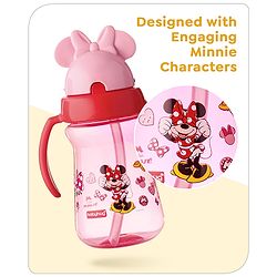 Babyhug Disney Flip Top Open Sipper with Mickey Mouse Print & Twin Handle Red- 180 ml