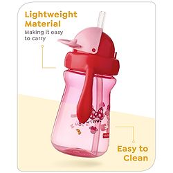 Babyhug Disney Flip Top Open Sipper with Mickey Mouse Print & Twin Handle Red- 180 ml