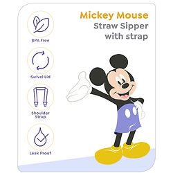 Babyhug Disney Straw Sipper with Strap & Mickey Mouse Print - 360 ml