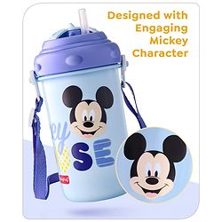 Babyhug Disney Straw Sipper with Strap & Mickey Mouse Print - 360 ml
