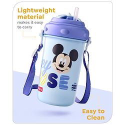 Babyhug Disney Straw Sipper with Strap & Mickey Mouse Print - 360 ml