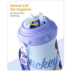 Babyhug Disney Straw Sipper with Strap & Mickey Mouse Print - 360 ml